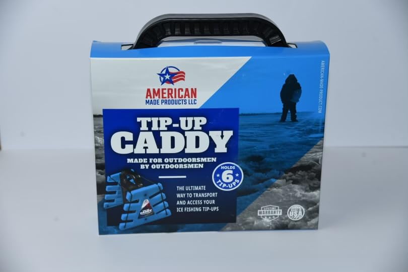American Made Products LLC Tip Up Caddy blue side view highlighting durable, lightweight construction