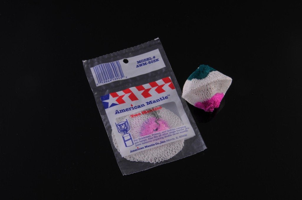American Mantle double-tie mantle knotted ends, two packs of two mantles for ready replacements.