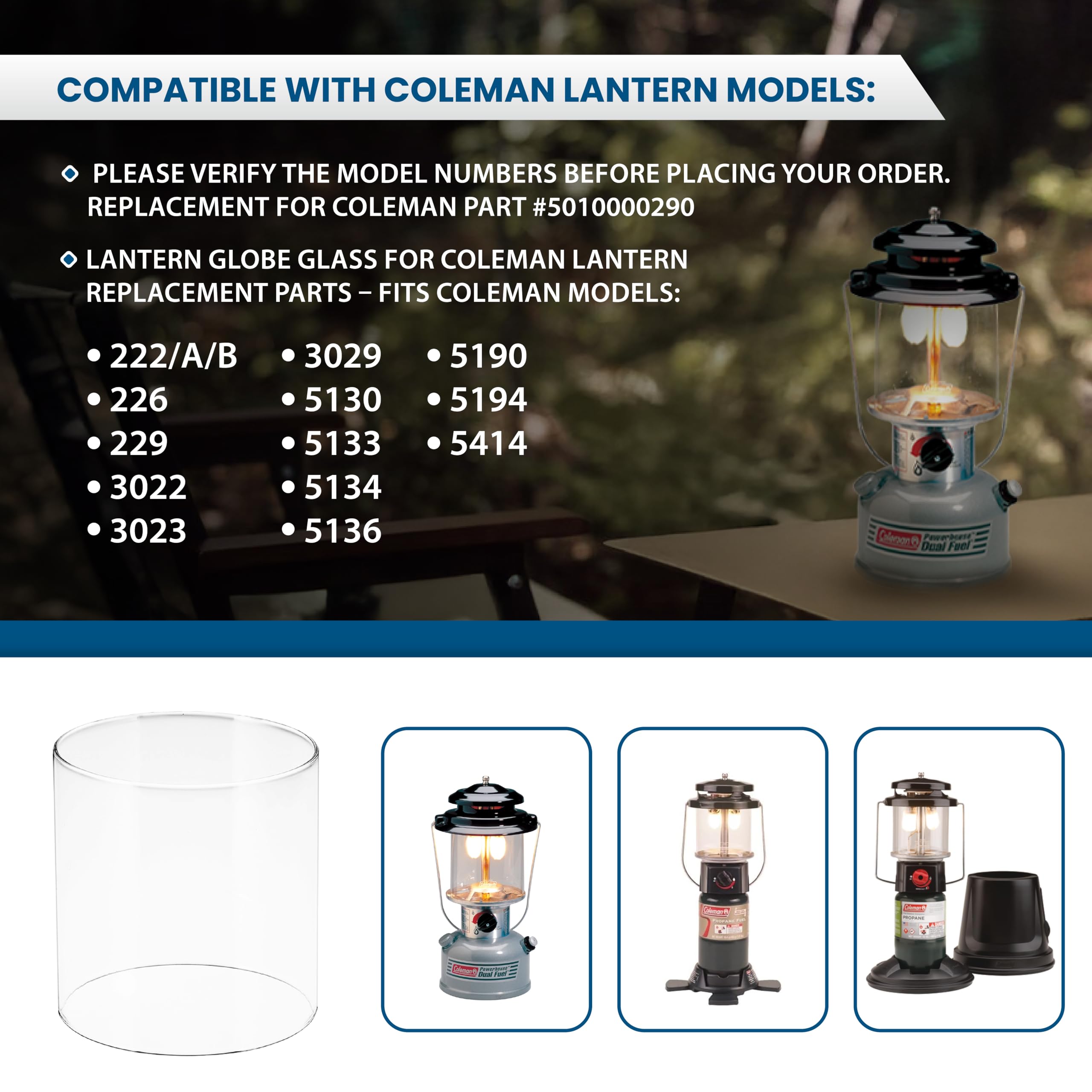 Broad compatibility across Colmen lantern models for flexible replacements.