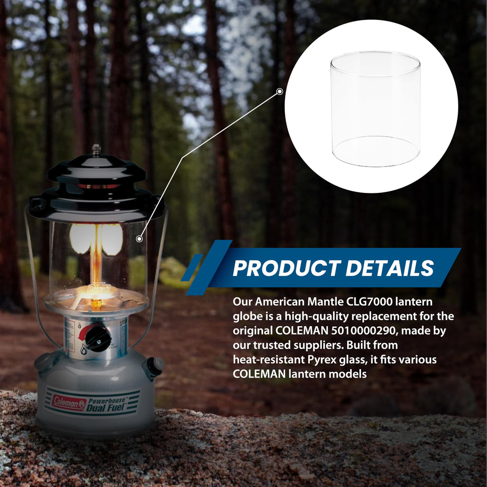 Compact globe for Colmen lanterns providing bright, even light.