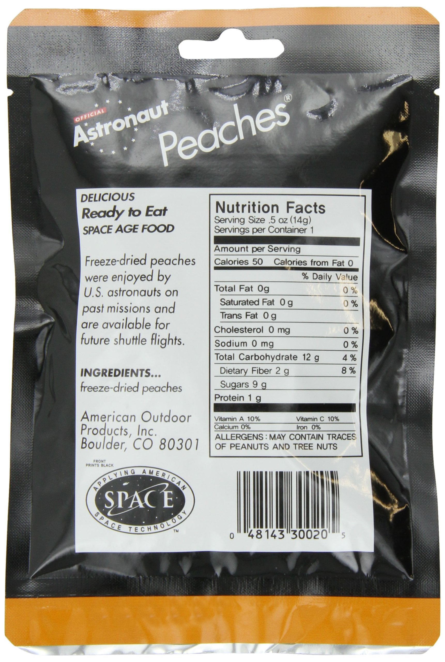Crunchy freeze-dried peaches from American Outdoor Products for trail snacking.