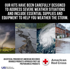 American Red Cross water pack and food bars for quick energy and hydration