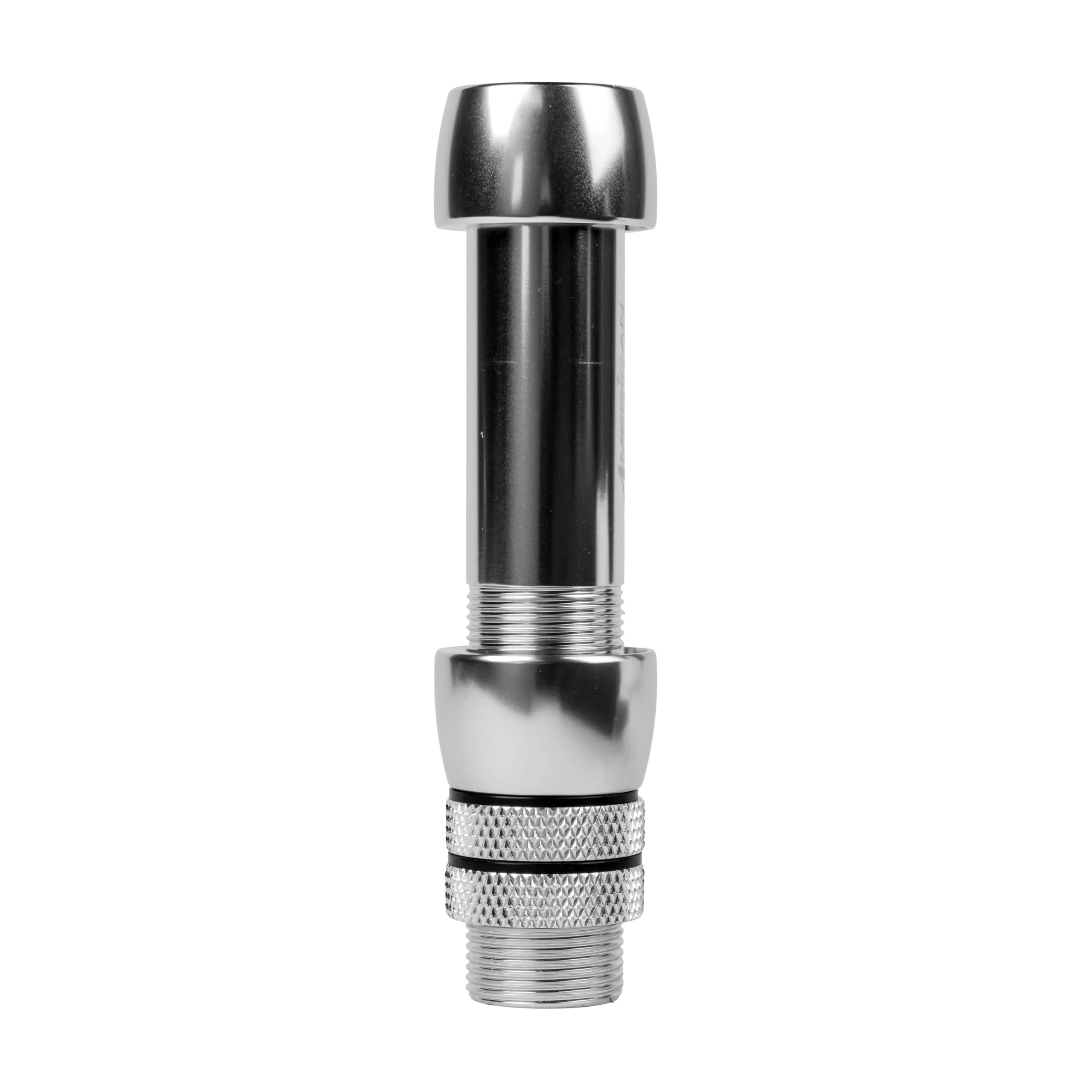 American Tackle aluminum reel seat featuring two reverse knurled locking nuts in action
