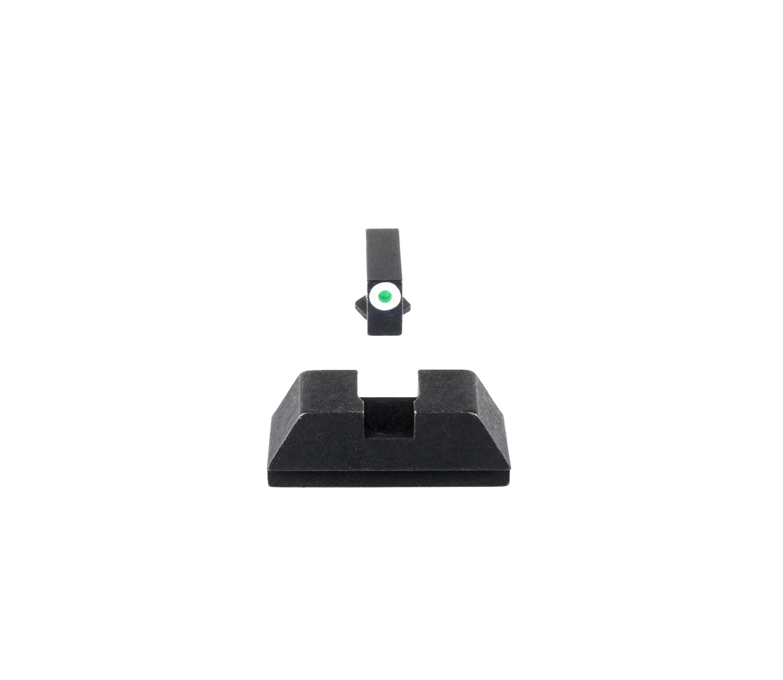 AmeriGlo Glock sight set, rear view, white-outline for quick alignment with optics.