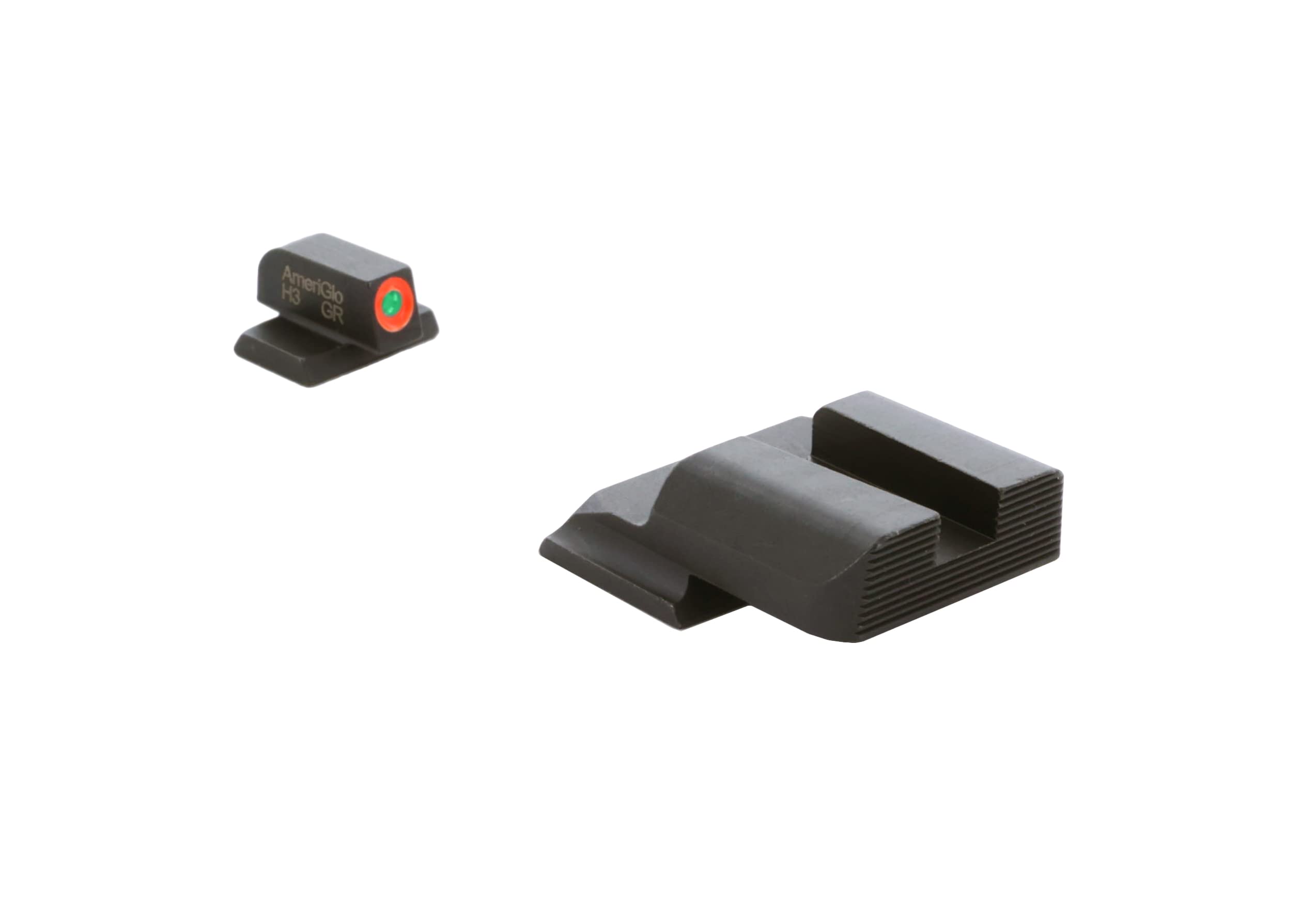 AmeriGlo Protector front sight: green tritium with orange outline for fast visual alignment.