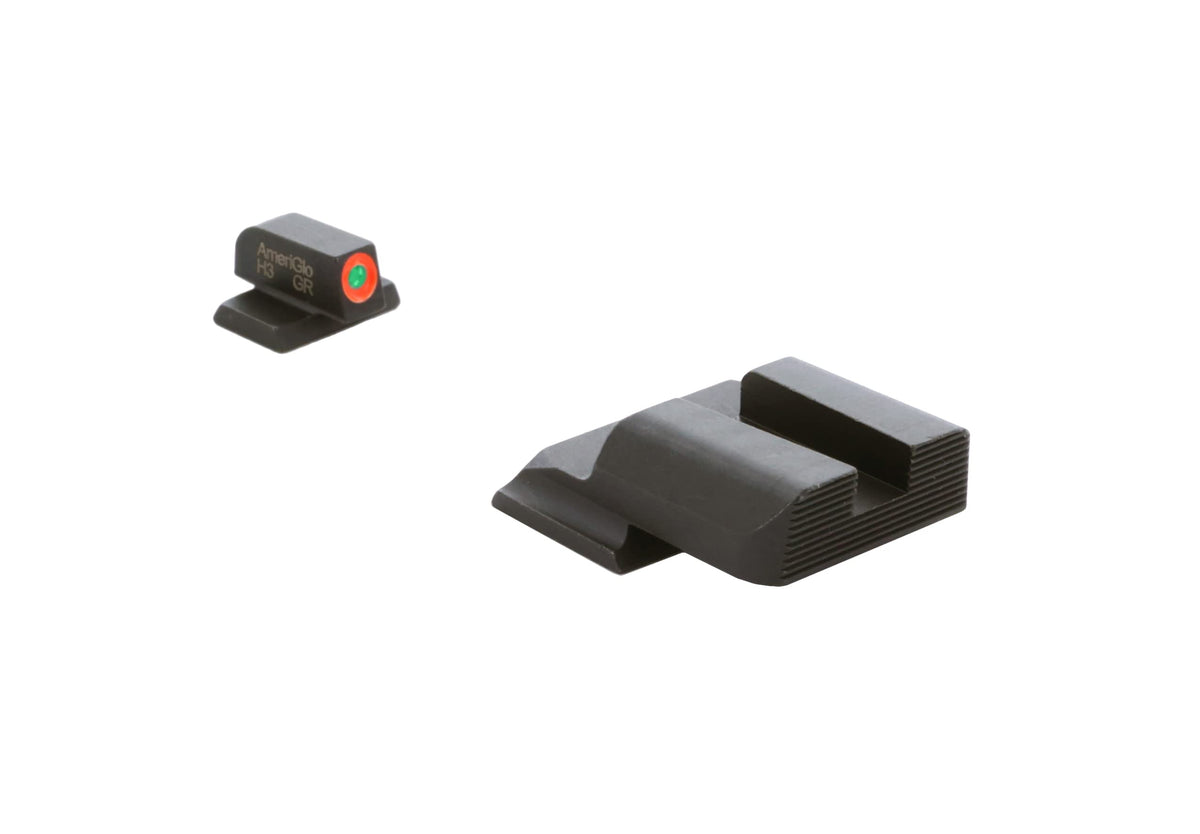 AmeriGlo Protector front sight: green tritium with orange outline for fast visual alignment.