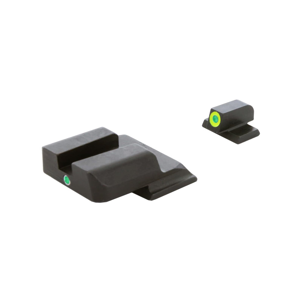 AmeriGlo Tritium I-Dot Green front sight with Lumigreen outline for fast low-light targeting.