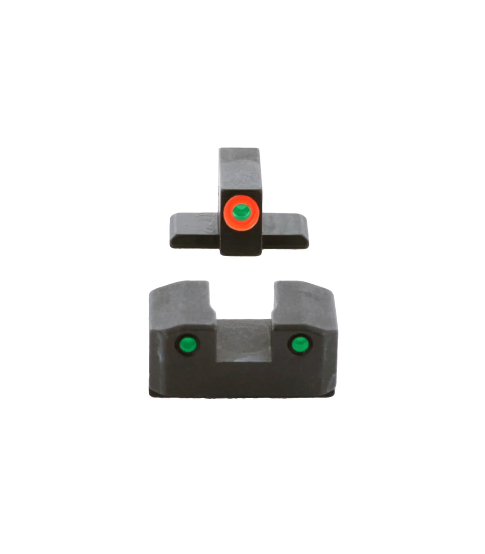 AmeriGlo Trooper rear serrated square notch with green tritium for low-light aiming