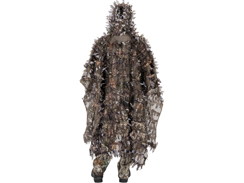 Ameristep 3D Leafy Poncho showing adjustable hood for flexible coverage.