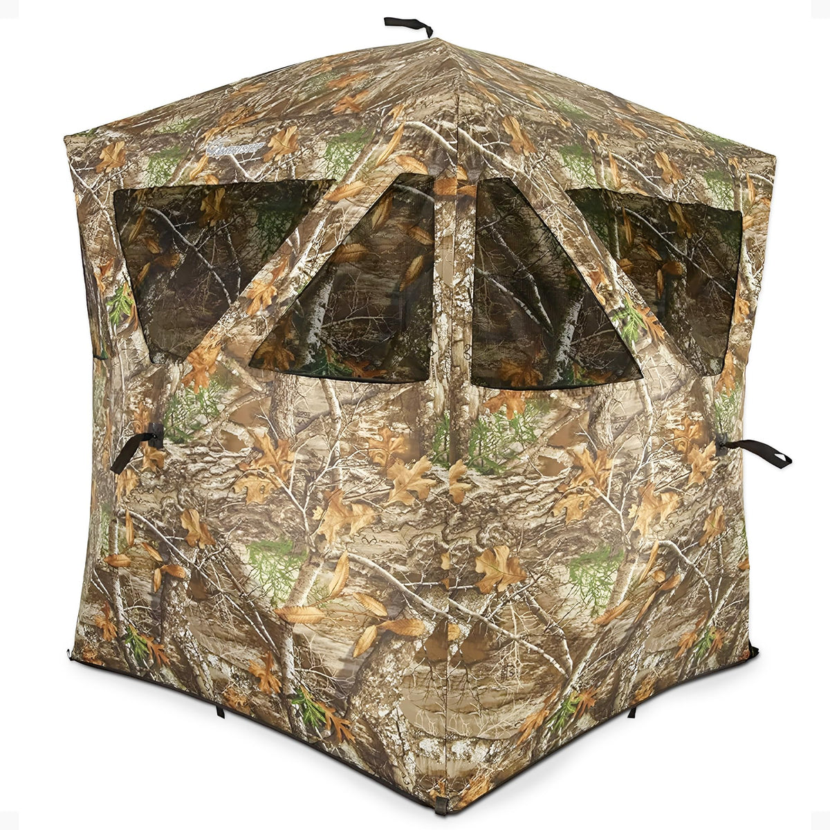 Ameristep Care Taker pop-up setup for quick concealment in wooded hunts.