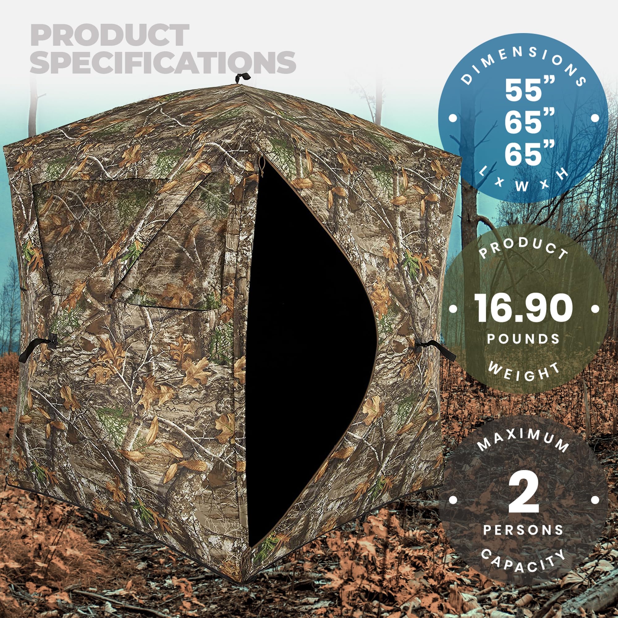Ameristep Care Taker RealTree Edge camouflage blends with surrounding brush.