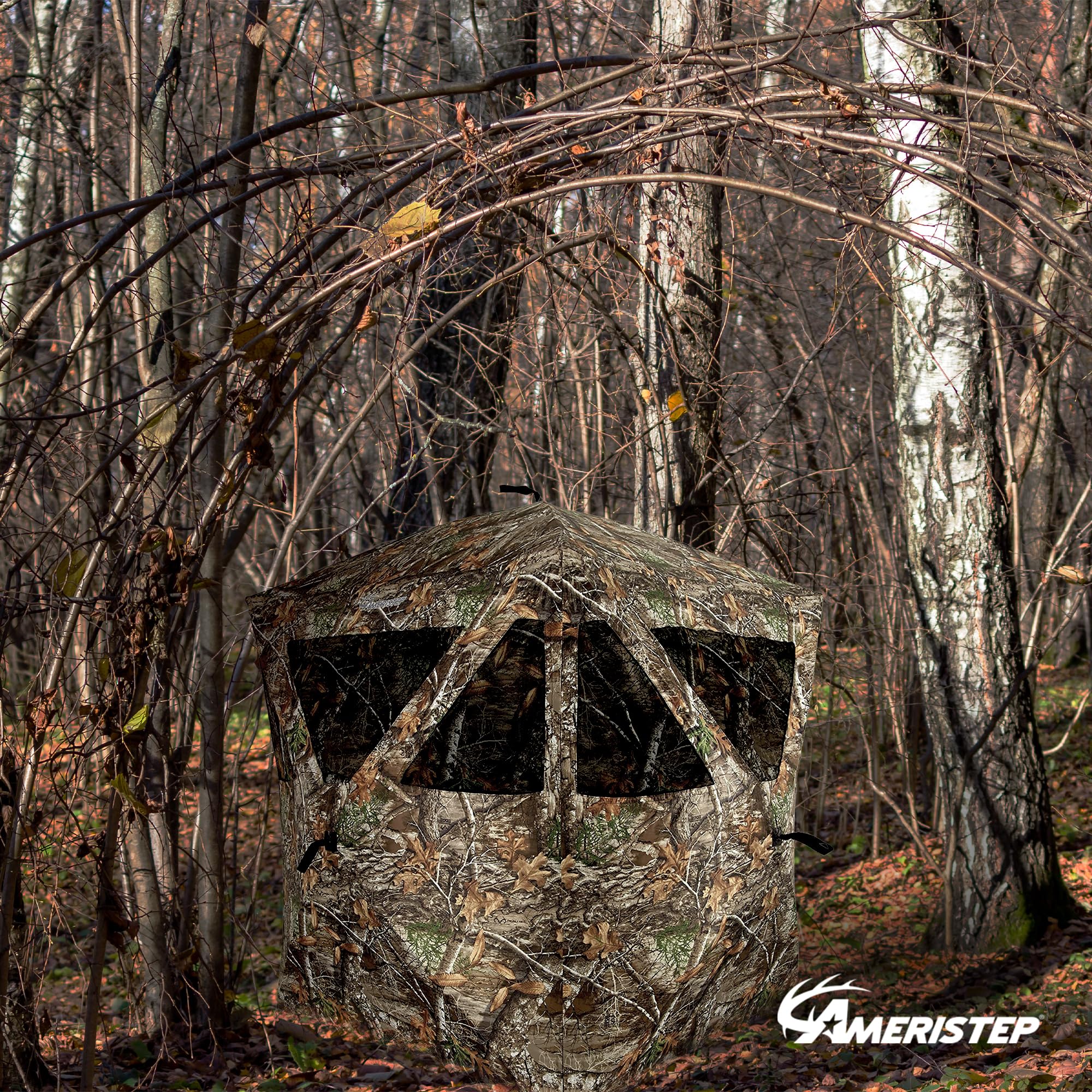Ameristep Care Taker two-person comfort supports co-hunters with gear.