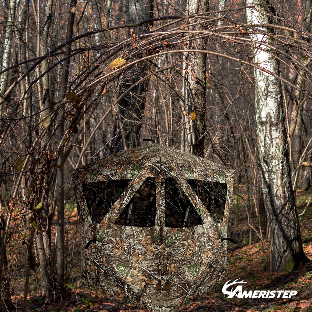 Ameristep Care Taker two-person comfort supports co-hunters with gear.