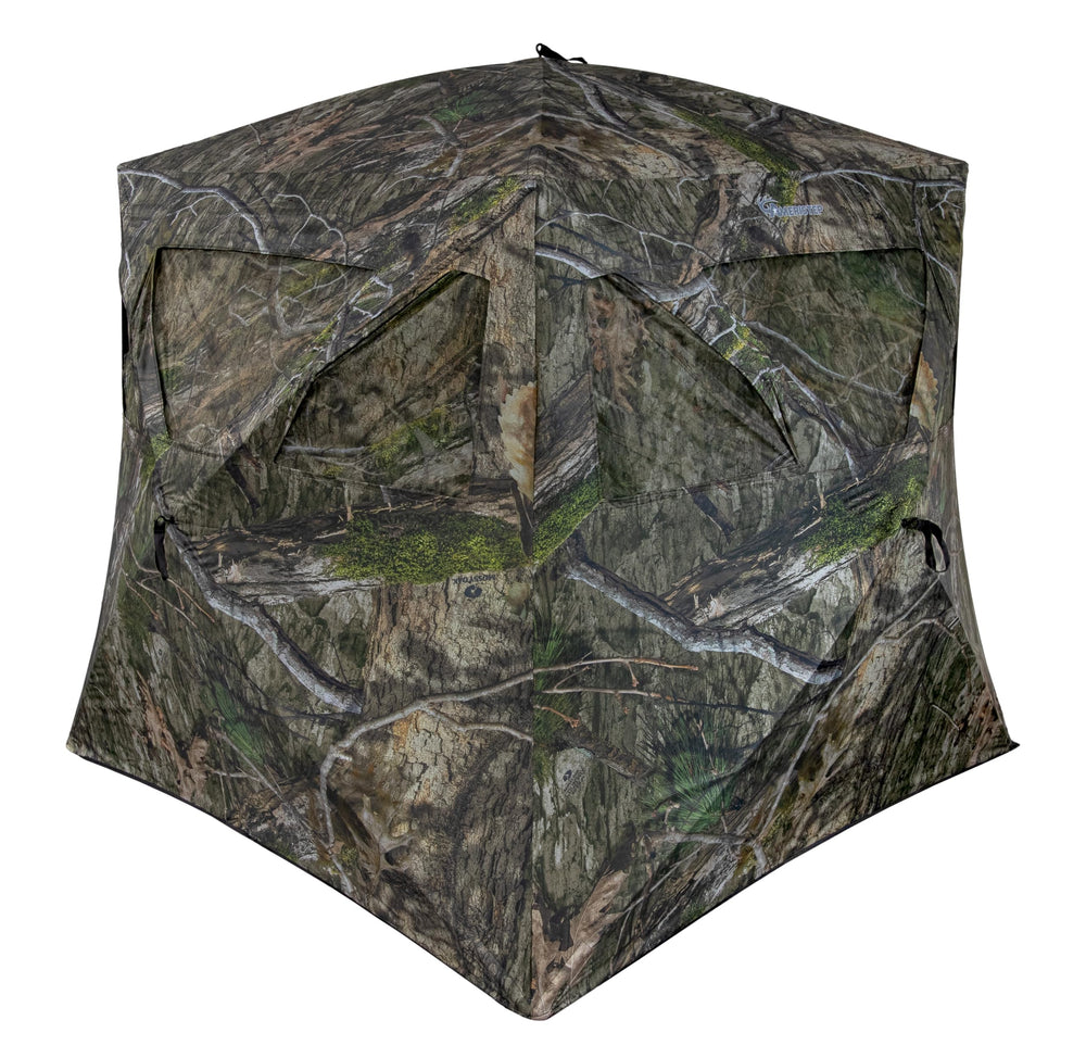 Ameristep Care Taker wide-bottom layout offers space for two hunters and gear.