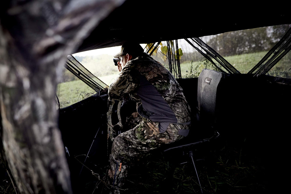 Ameristep foldable hunting chair shown for easy transport and quick setup.