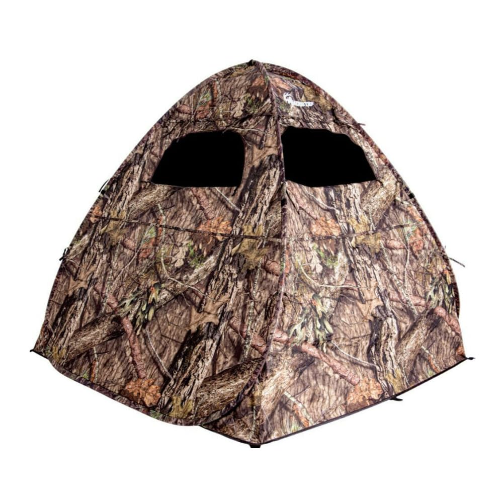 Ameristep Gunner ground blind side view in Mossy Oak camo for portable concealment
