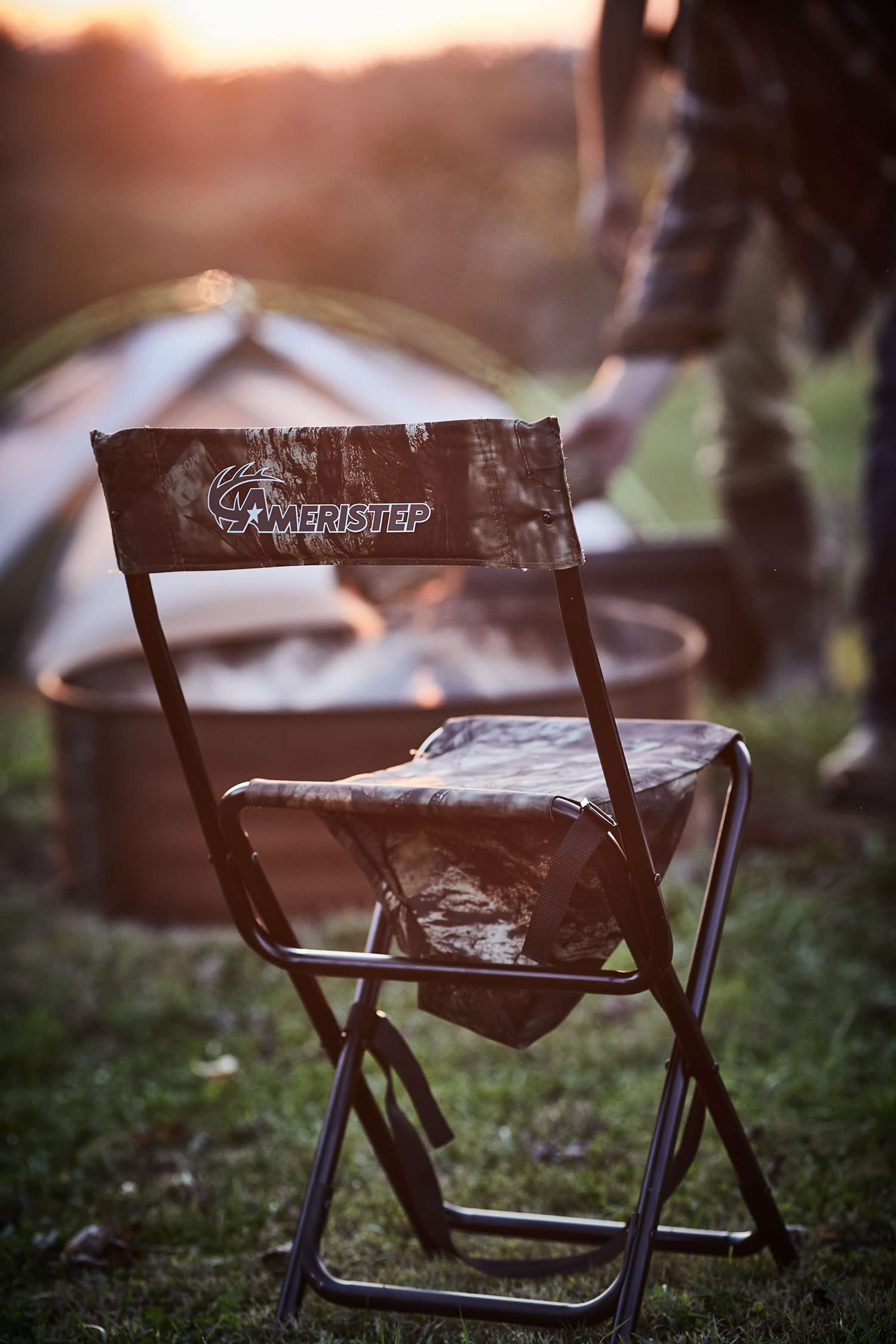 Ameristep chair backrest detail with a durable frame for rugged outdoor use