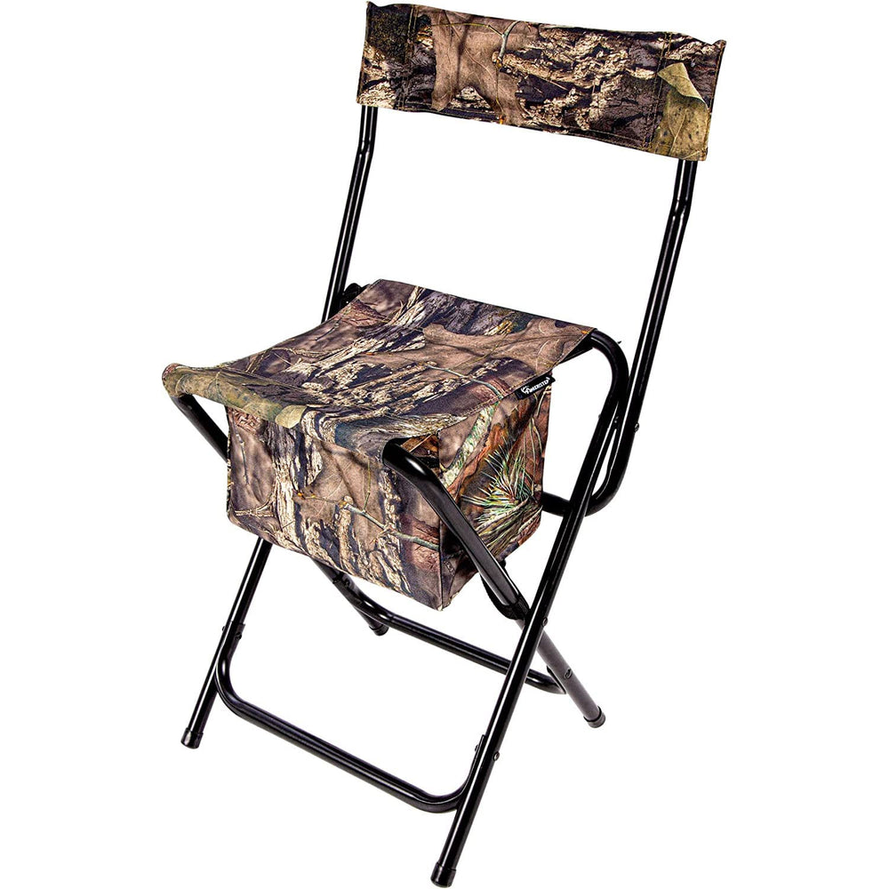 Ameristep high-back chair front view in Mossy Oak for all-day hunting comfort