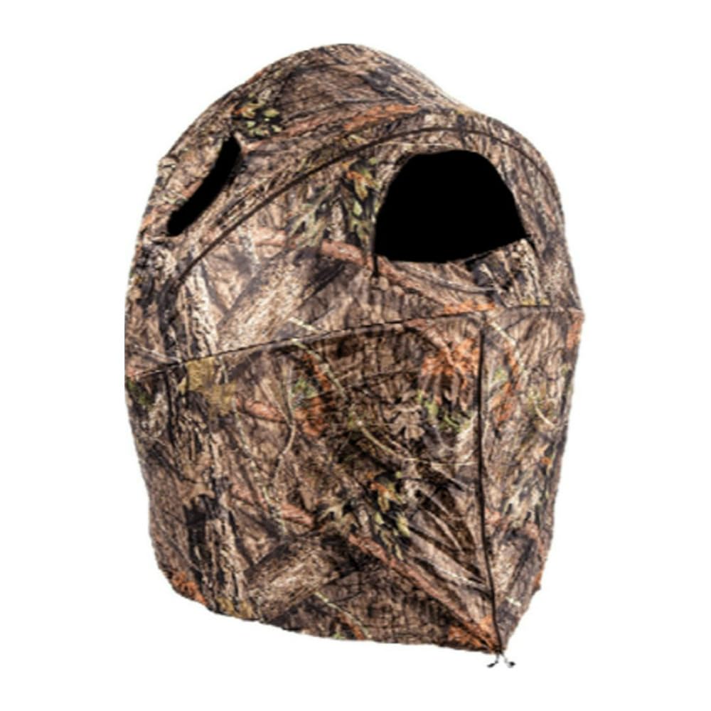 Ameristep hunting ground blind front view showing camouflage and compact setup for easy transport