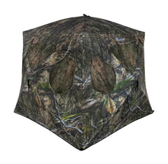 Ameristep Silent Brickhouse wide-bottom front view showing spacious 39 sq ft interior for three hunters