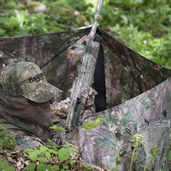Ameristep Throwdown Blind fits turkey vest for quick field setup.