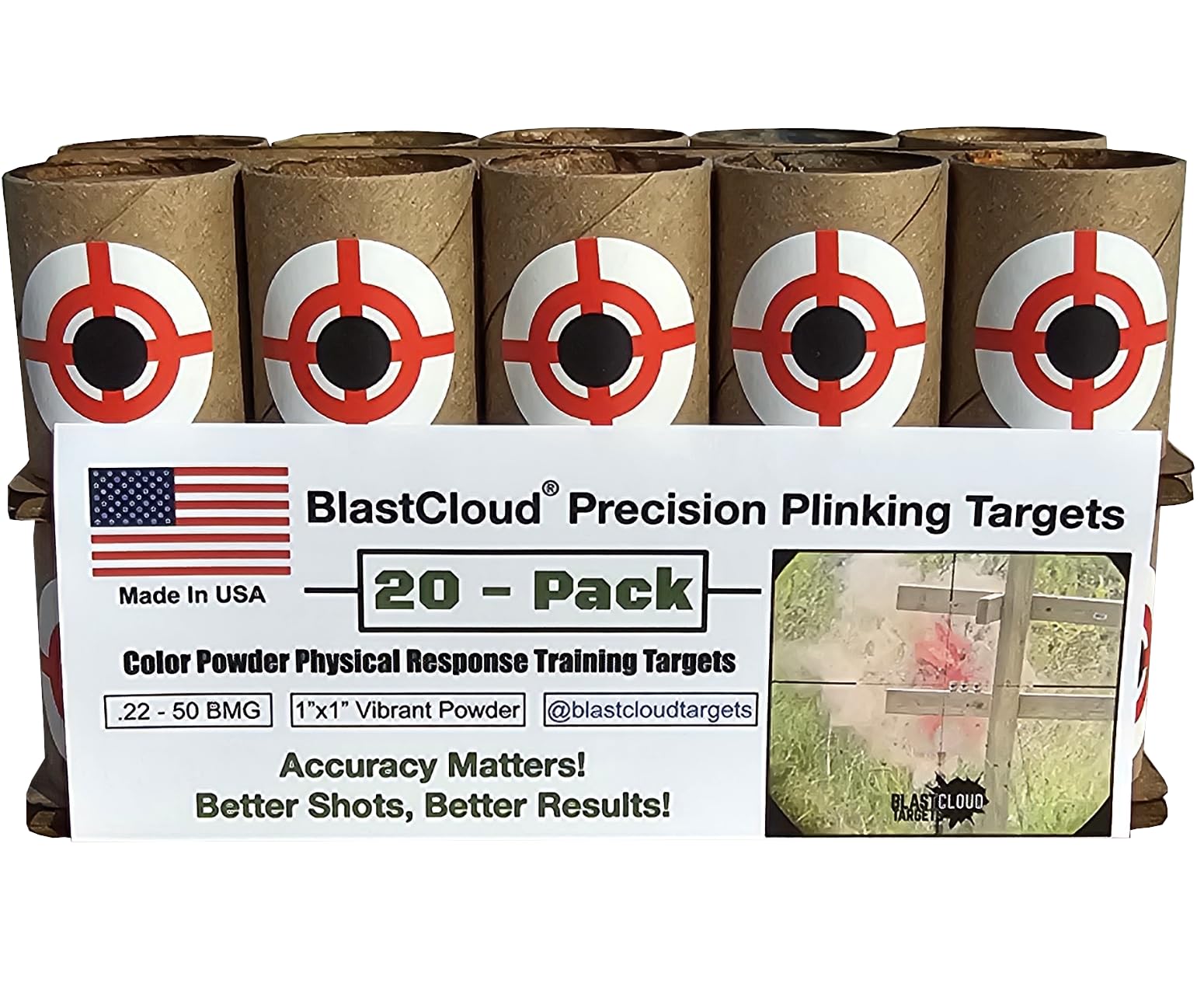 Ames Targets BlastCloud precision-pack-20-targets arranged for varied drills and practice.