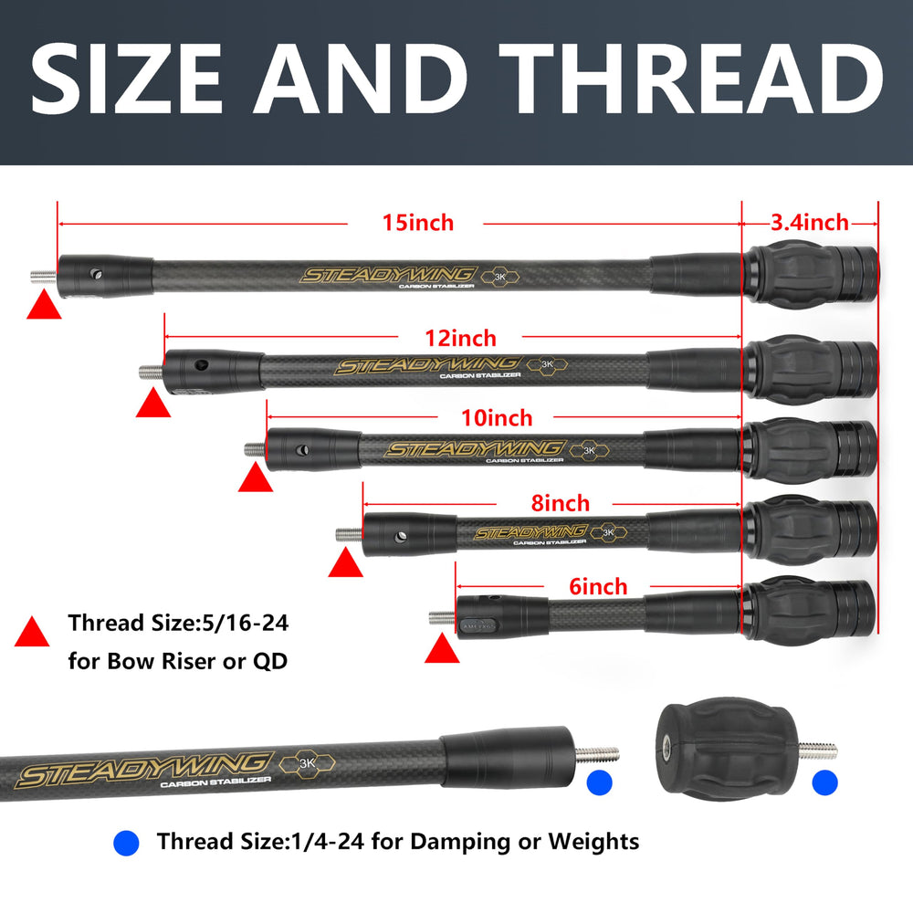 AMEYXGS archery stabilizer 12in rod supports heavier setups for stability