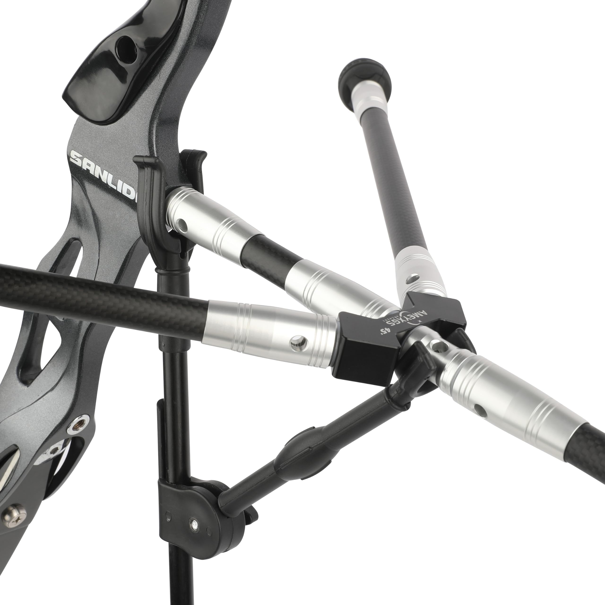 AMEYXGS archery stabilizer 10-inch silver segment enhances vibration damping for smoother follow-through.
