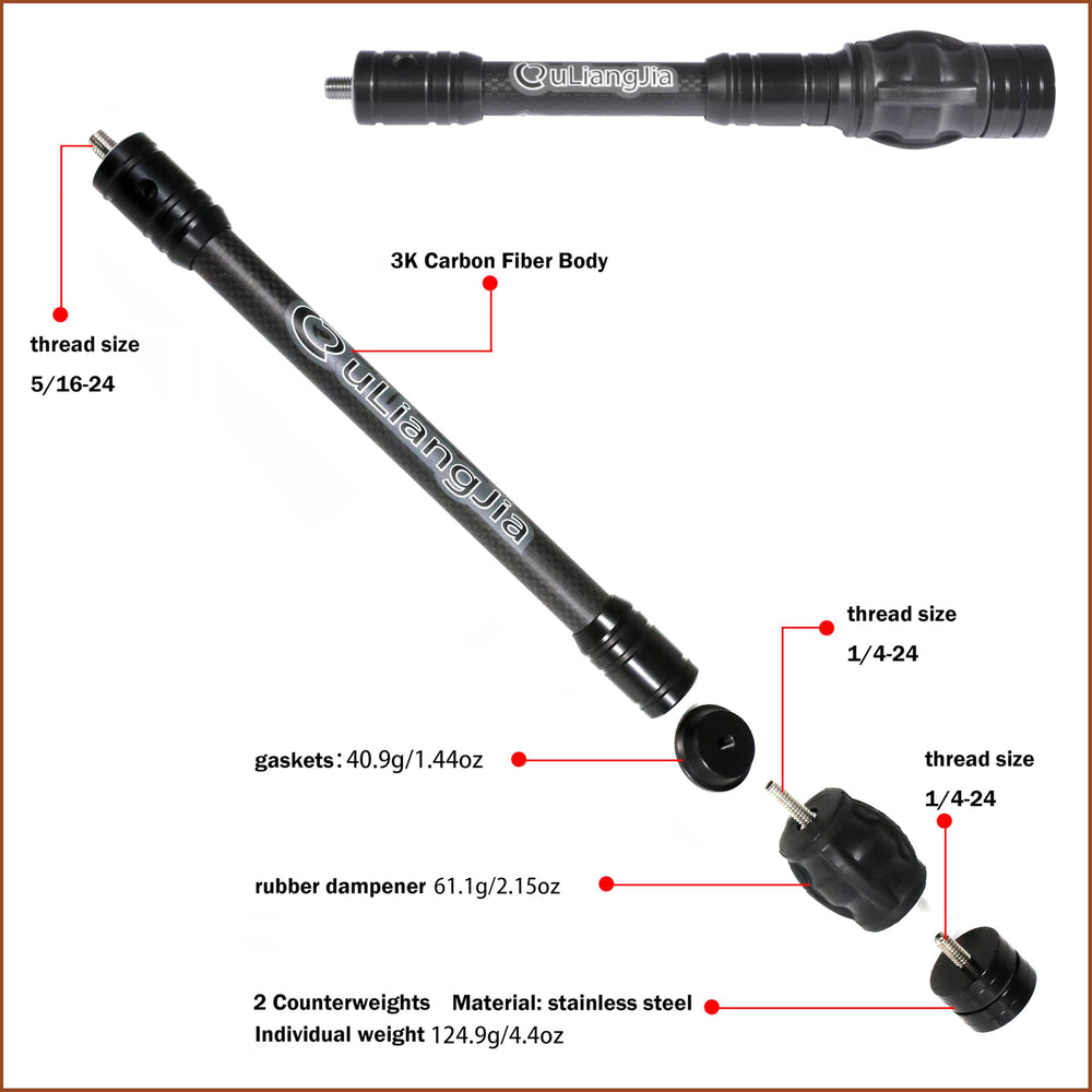 AMEYXGS archery stabilizer dampers and weights demonstrate vibration damping during shots