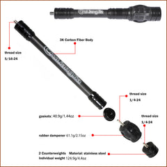 AMEYXGS archery stabilizer dampers and weights demonstrate vibration damping during shots