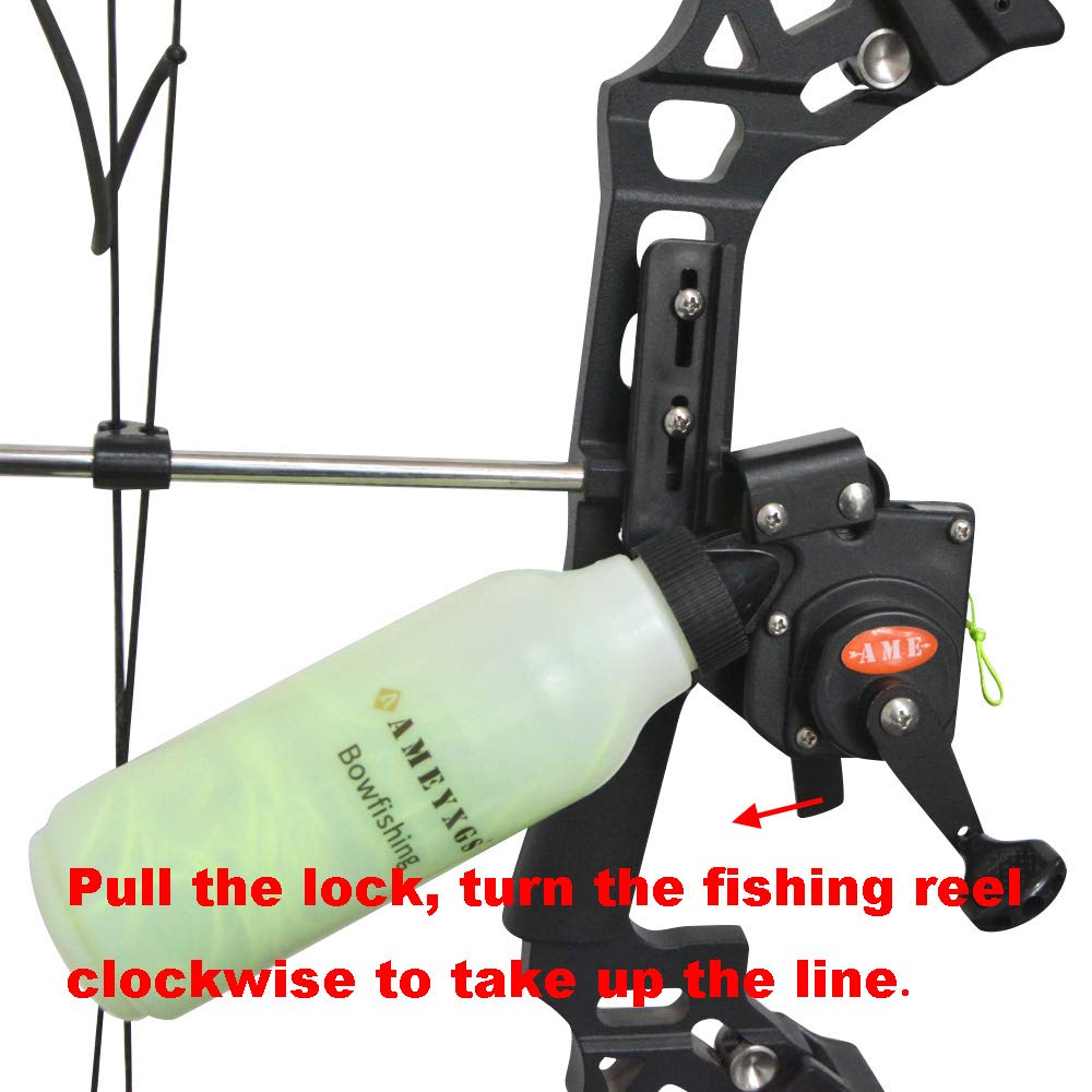AMEYXGS bowfishing reel assembly green, quick installation for fast setup.