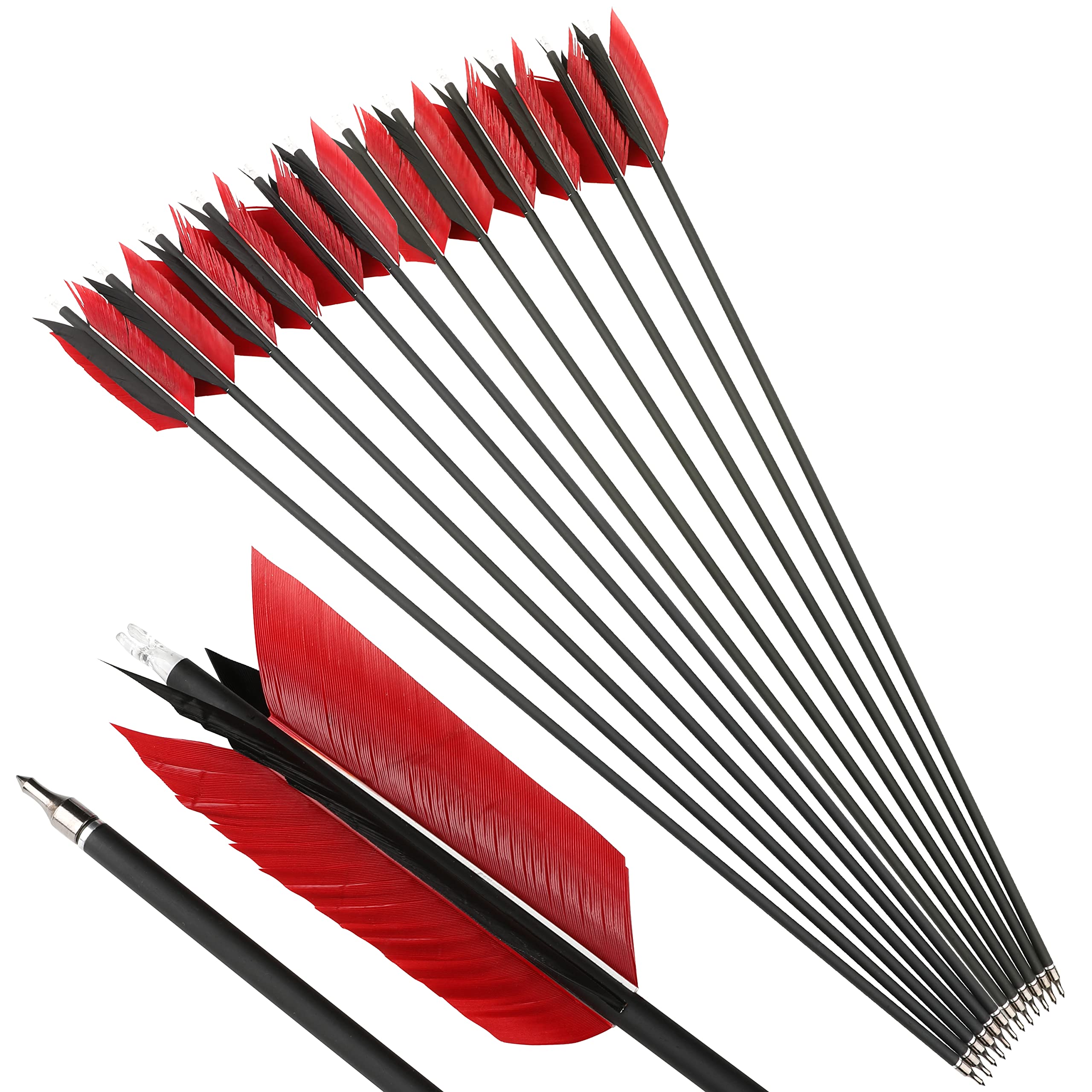 AMEYXGS flu-flu arrows with turkey feathers improve flight stability for practice.