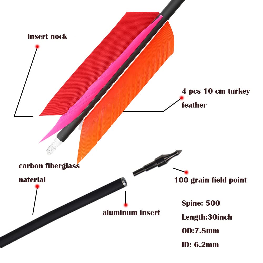 AMEYXGS four-turkey-feather fletching arrows for balanced outdoor handling.