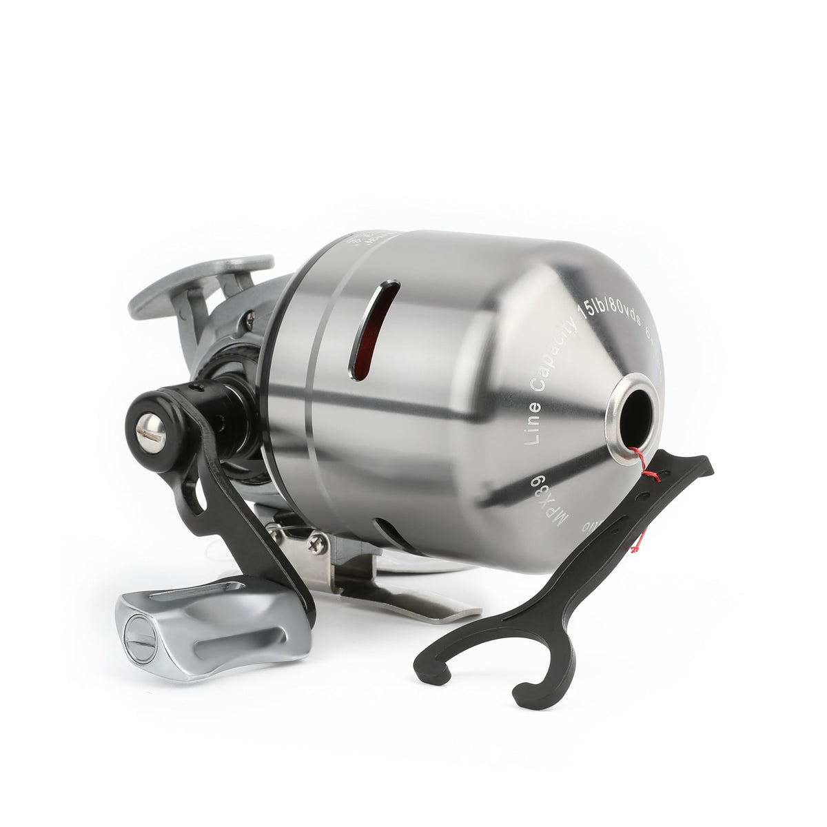 AMEYXGS MPX39 bowfishing reel side view with corrosion-resistant spool for smooth retrieval