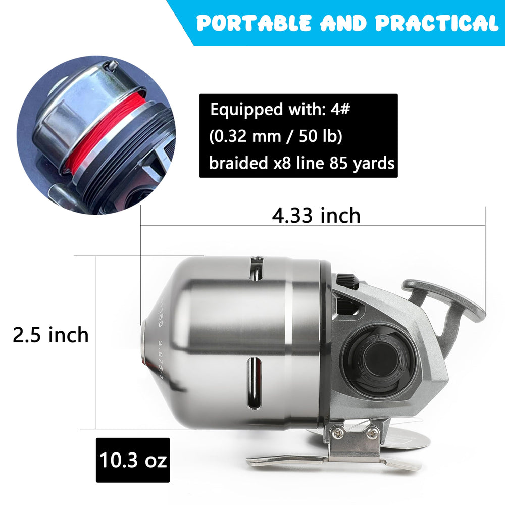 AMEYXGS MPX39 lightweight bowfishing reel at 10.3 ounces for easy handling