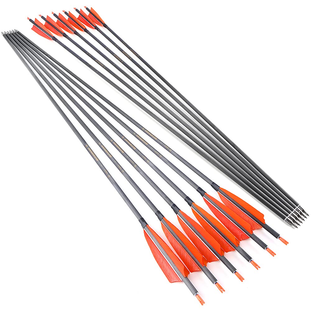 AMEYXGS orange 12-pcs archery arrow pack ready for practice