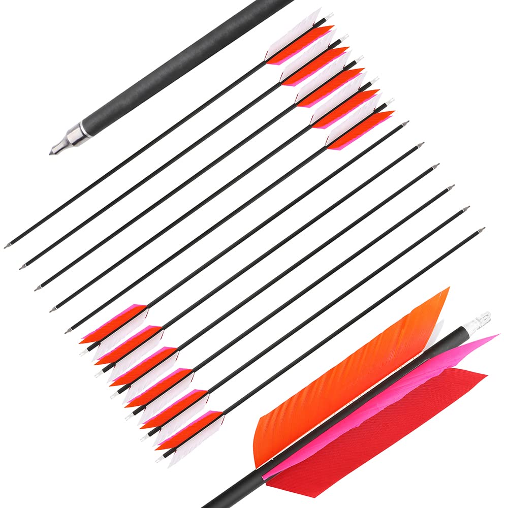 AMEYXGS practice arrows with bright fletching for quick target reacquisition.