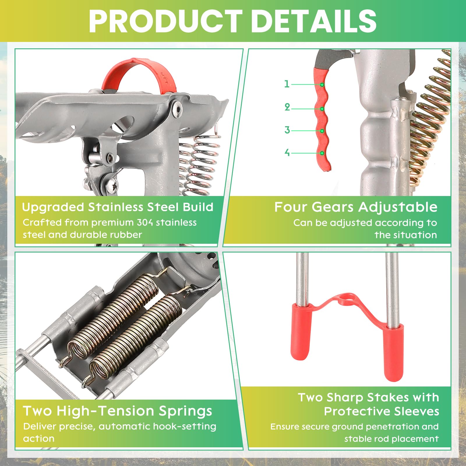 Double spring design inside the rod holder for sensitivity