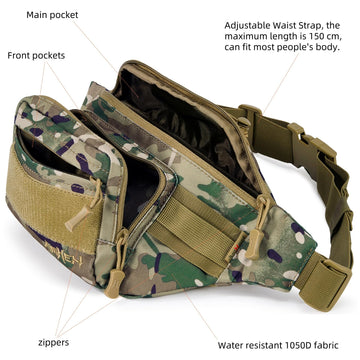 AMHEH 3.5L tactical fanny pack adjustable strap fits most men's waists for versatile wear