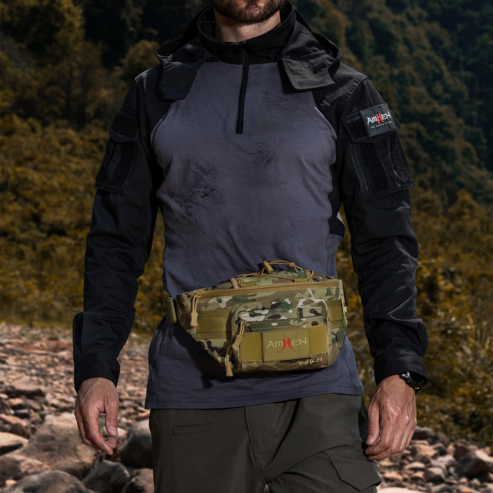 AMHEH 3.5L tactical fanny pack front pockets for quick access during hiking or travel