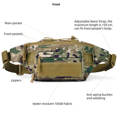 AMHEH 3.5L tactical fanny pack molle back panel provides rugged attachment options