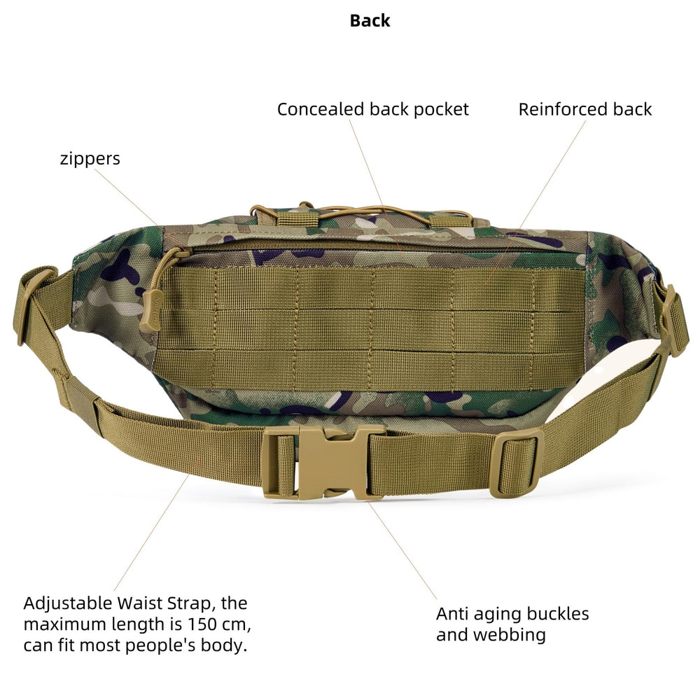 AMHEH 3.5L tactical fanny pack water-resistant 1050D fabric withstands rain and rugged environments
