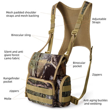 AMHEH binocular harness side pockets provide versatile storage during hikes.