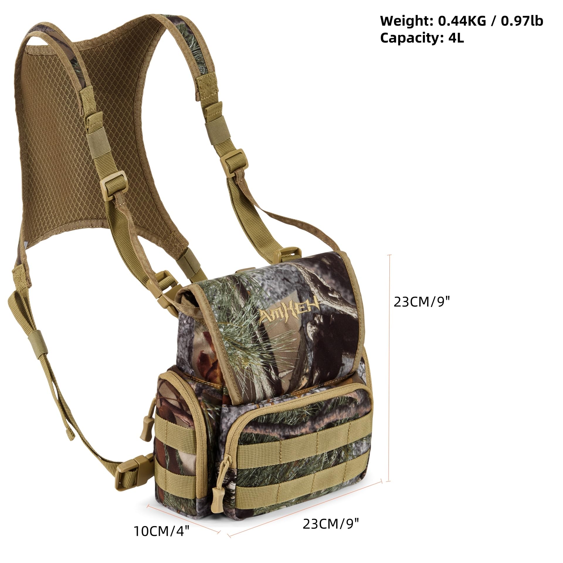 AMHEH binocular harness silent anti-glare camo fabric helps you stay hidden.