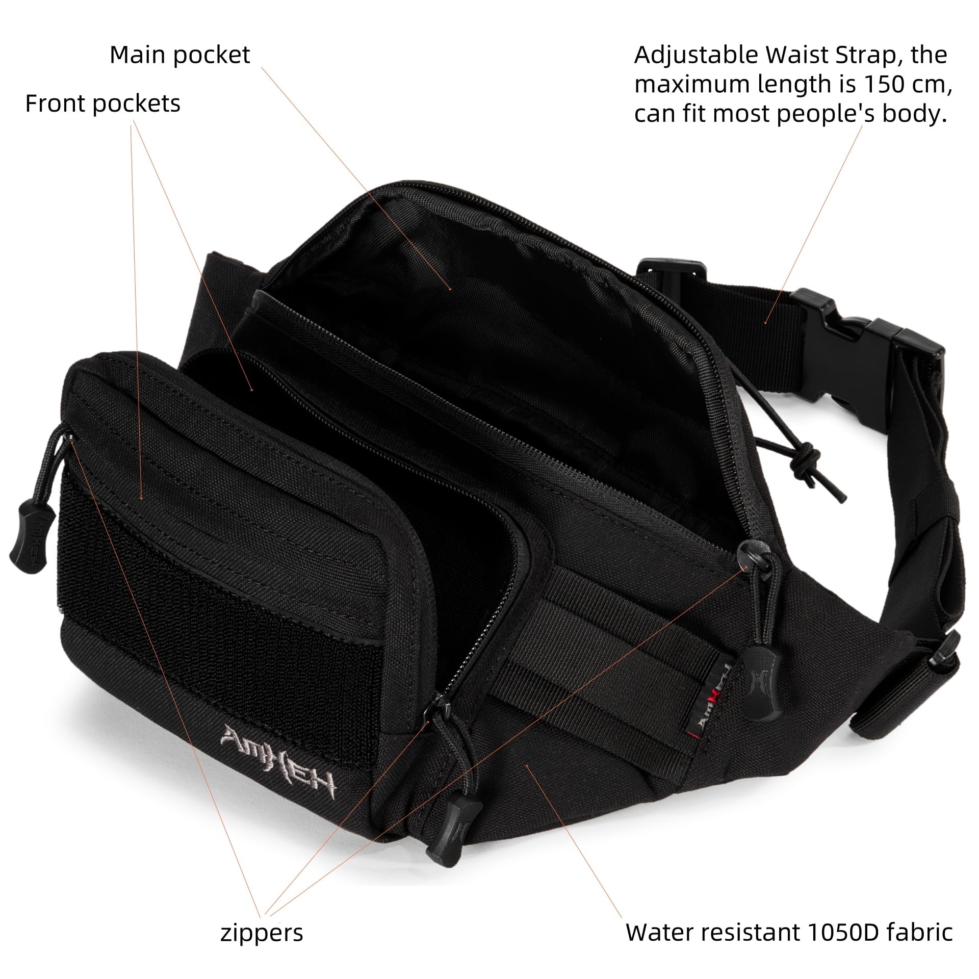 AMHEH 3.5L fanny pack supports multiple carry configurations for versatility