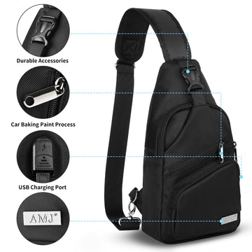 AMJ crossbody sling bag multiple pockets layout for organized essentials