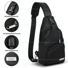 AMJ crossbody sling bag multiple pockets layout for organized essentials