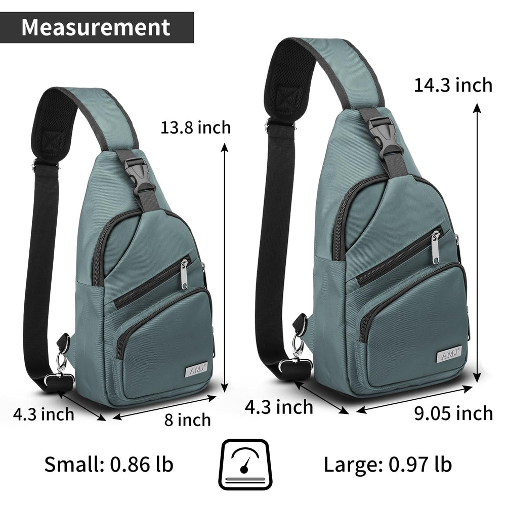 AMJ crossbody sling bag shoulder strap adjustment enables a personalized fit for front or back wear