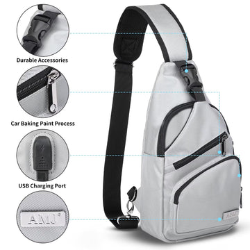 AMJ crossbody strap close-up showing adjustable length for versatile wear