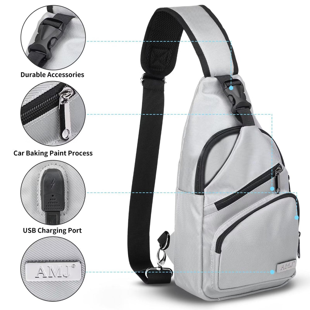 AMJ crossbody strap close-up showing adjustable length for versatile wear
